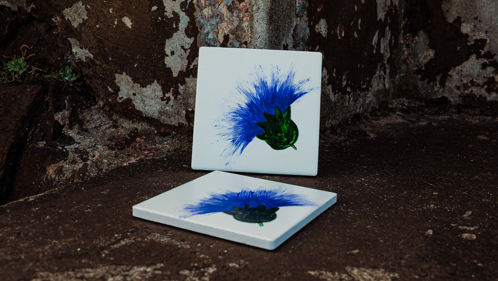 Scottish Thistle Square Ceramic Coasters x 4