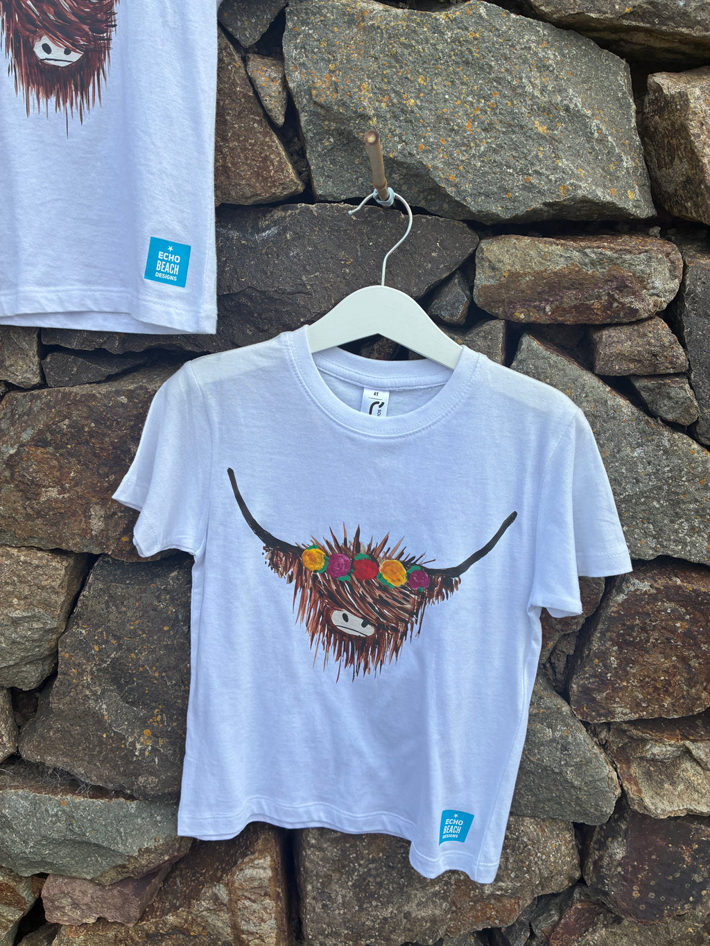 Adult Highland Cow with Flower Garland T-Shirt