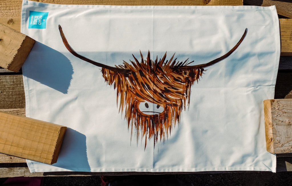 Large Highland Cow Tea Towel