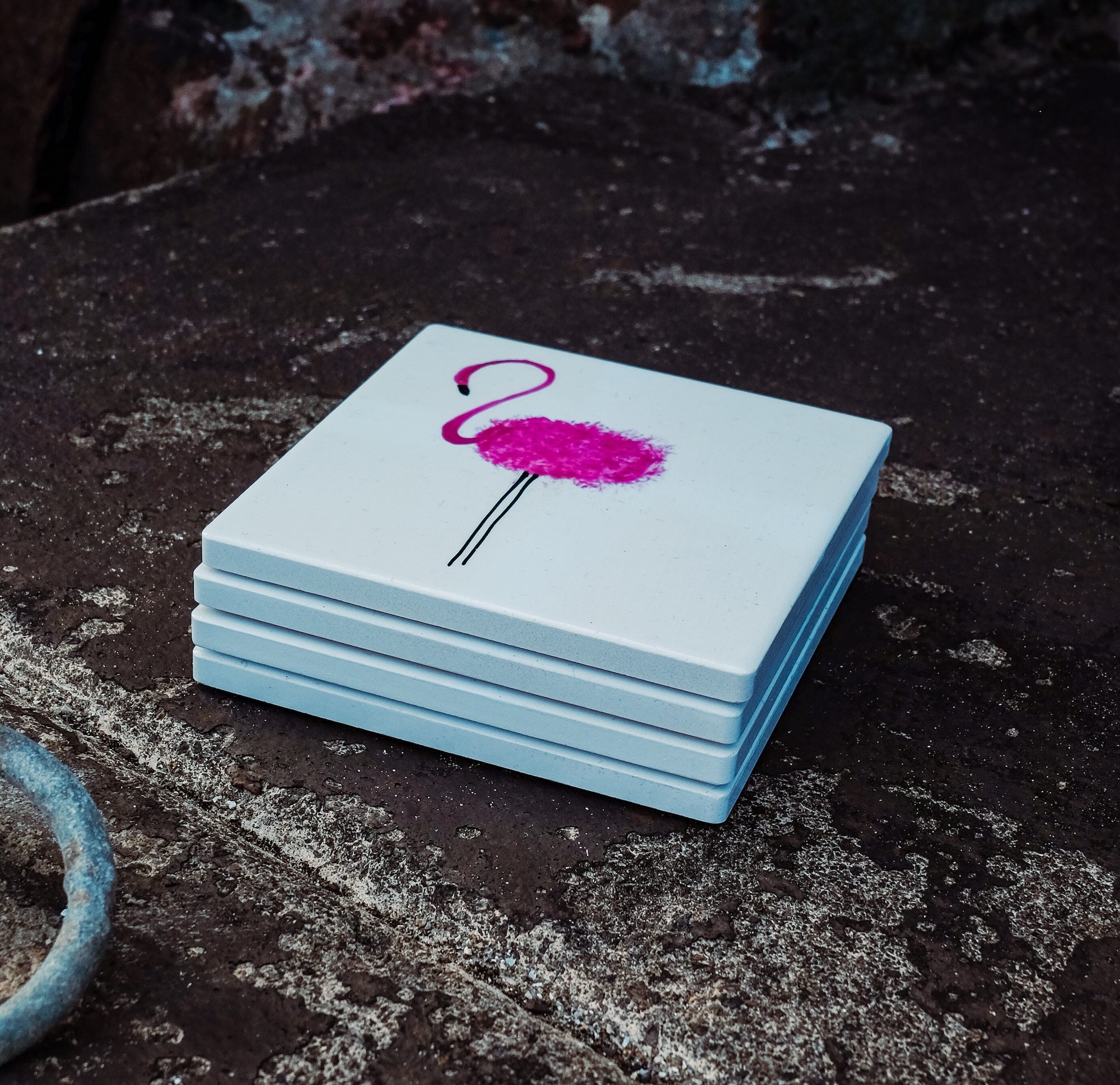 Flamingo Square Ceramic Coasters x 4