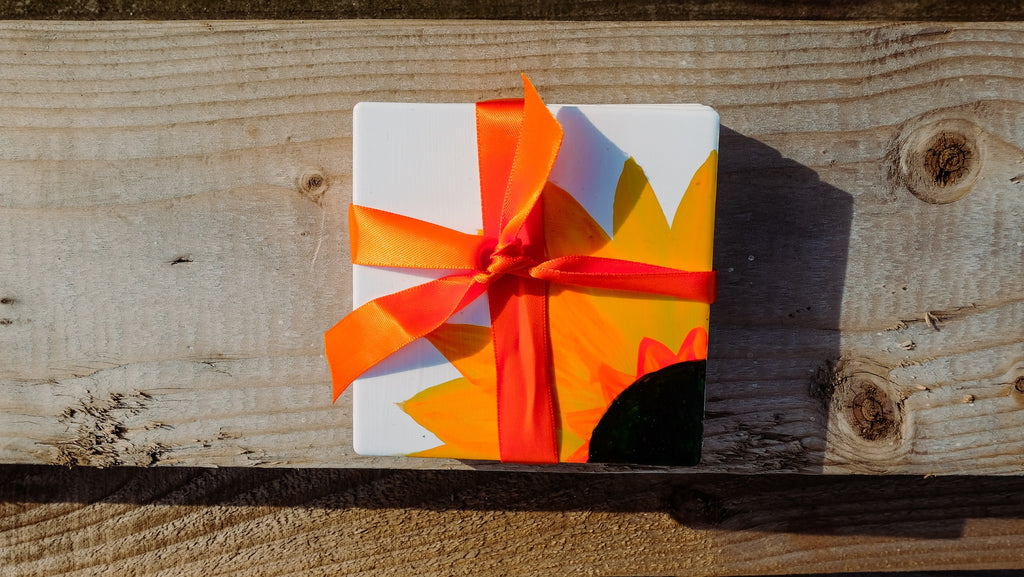 Sunflower Square Ceramic Coasters x 4