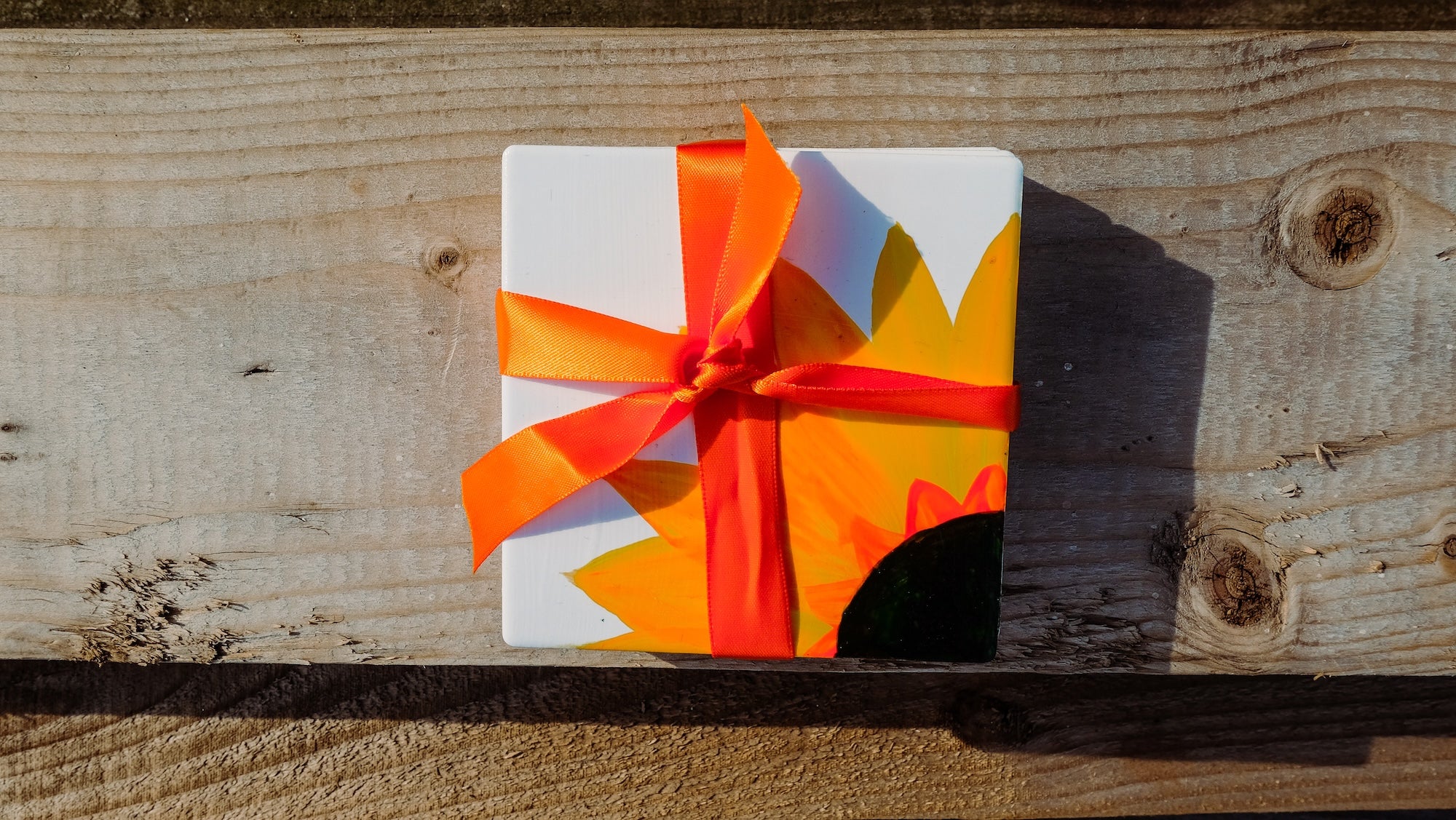 Sunflower Square Ceramic Coasters x 4